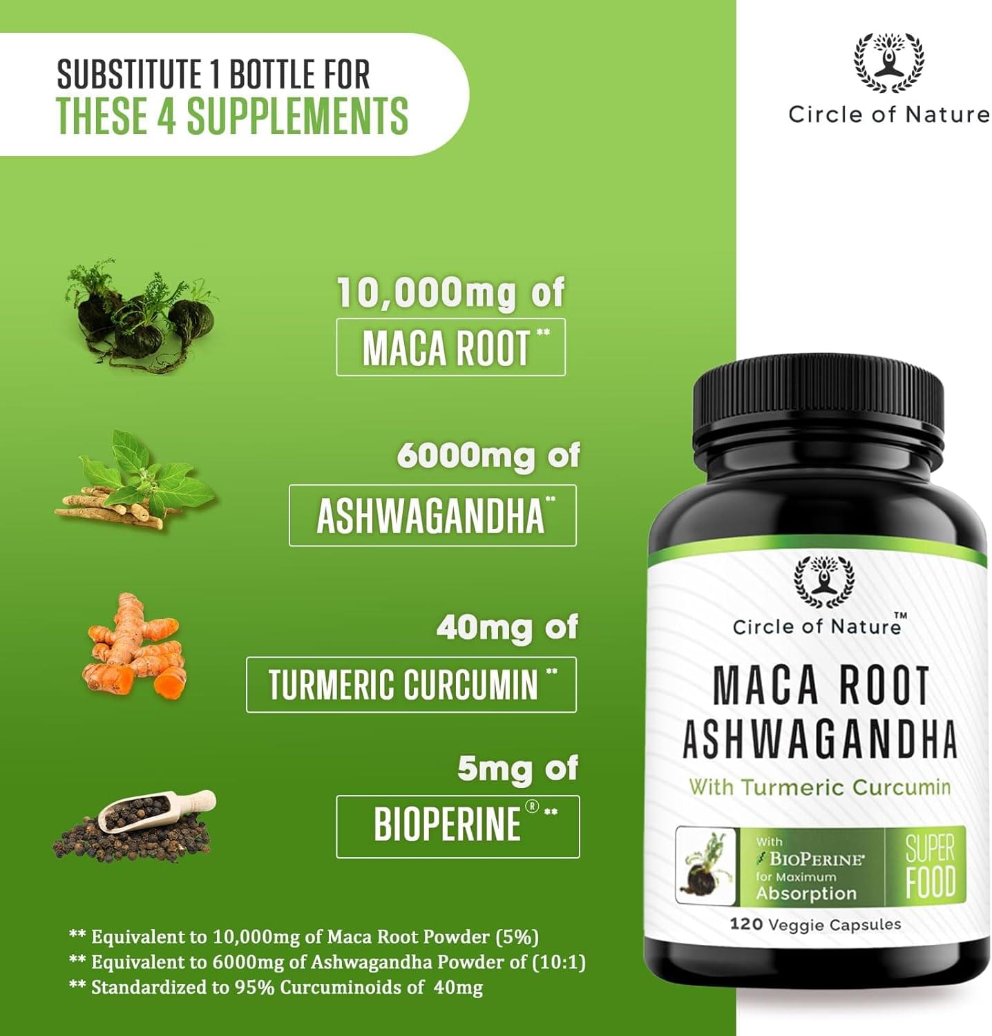Maca Root, Ashwagandha, Turmeric Curcumin with Bioperine - Image 3