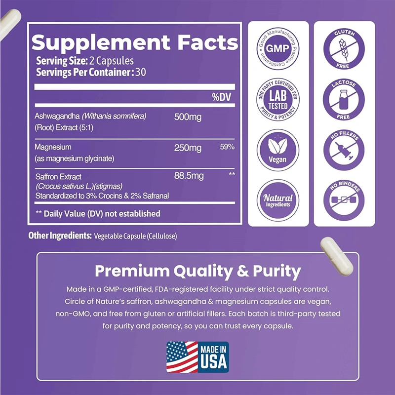 Saffron Extract 88.5 mg with Ashwagandha & Magnesium - Image 7